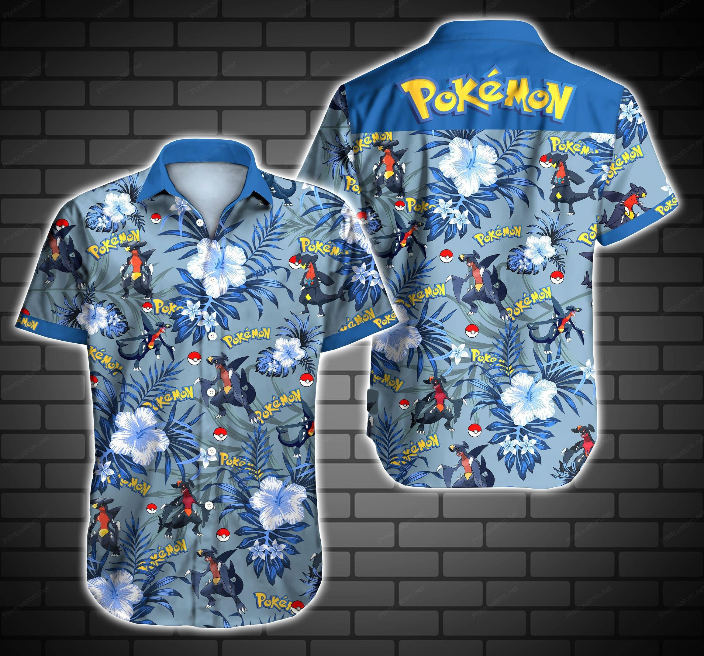 Pokemon Garchomp All Over Print Hawaii Shirt Blue Ha93991