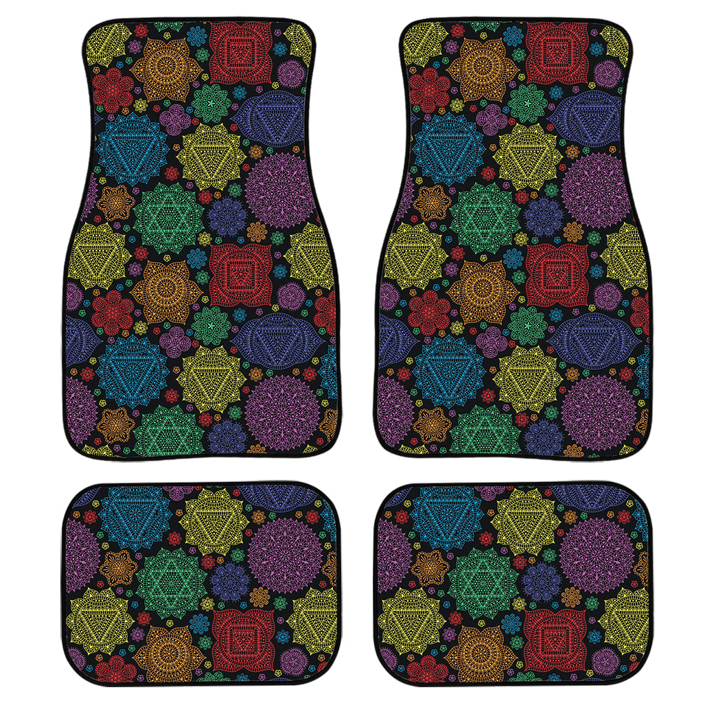 Seven Chakras Flowers Pattern Print Front And Back Car Floor Mats, Front Car Mat