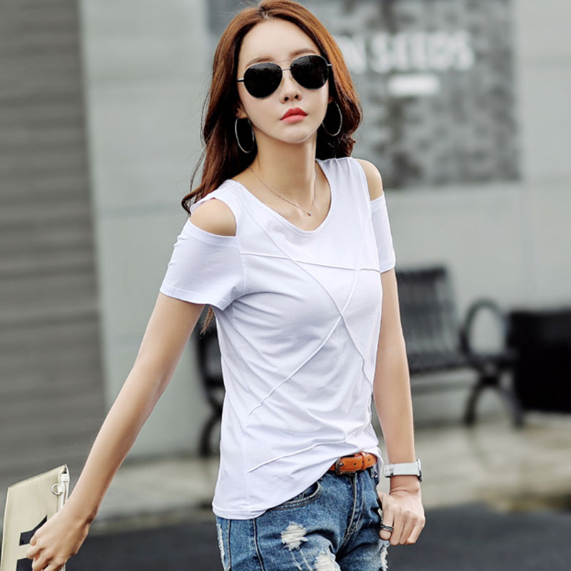 BOBOKATEER cotton t shirt women t-shirts camisetas verano mujer 2022 off shoulder for women clothes tee shirt femme summer tops alx