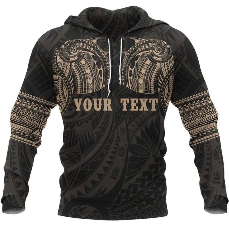 Aotearoa Maori Tattoo All Over Hoodie Gold – Custom Version K4