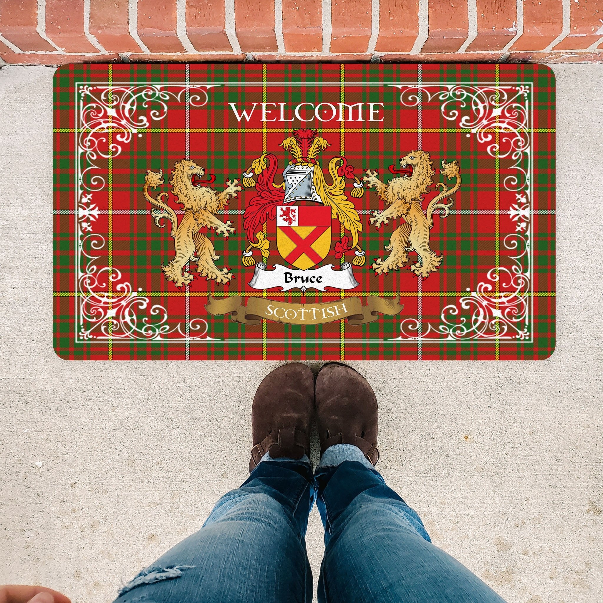 Scotstee Shop Tartan Door Mat The Family Bruce Scottish Plaid Doormat, Welcome Mat, Christmas Door Mat