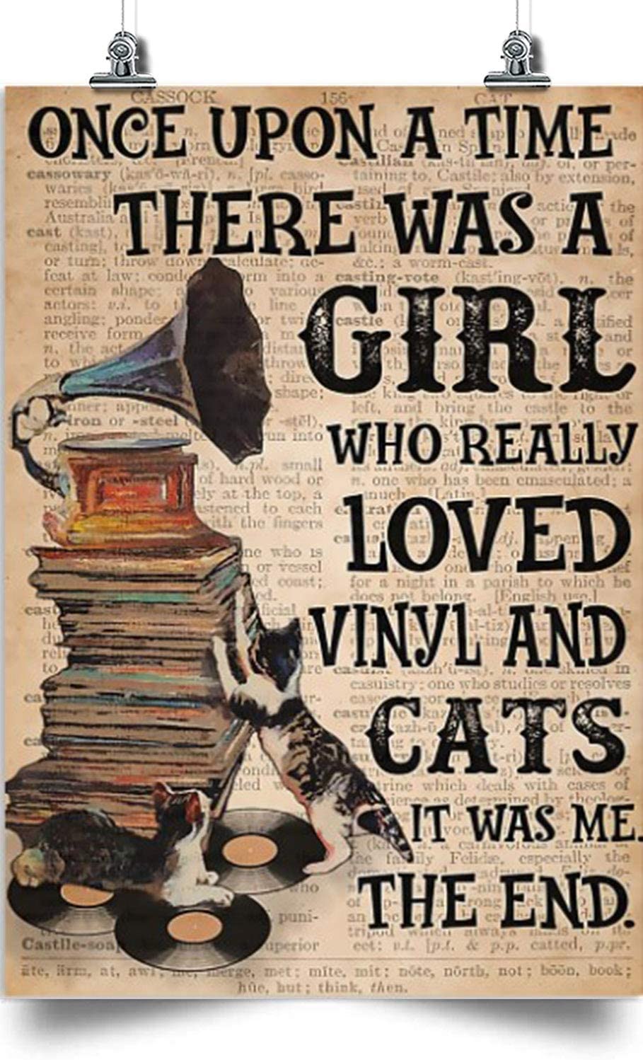 Vinyl And Cat Vertical Poster-Once Upon A Time-Home Decoration Poster, Wall Poster, Home And Room Decoration, Gifts For Friends And Relatives, Souvenirs.