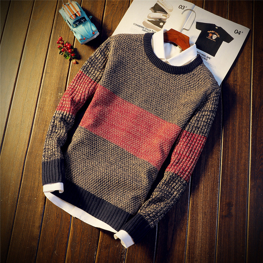 2020 New Men’s Sweater Round Neck Slim Knit Sweater Men’s Spring Autumn Pure Color All-match Base Shirt Casual Men’s Pullover alx