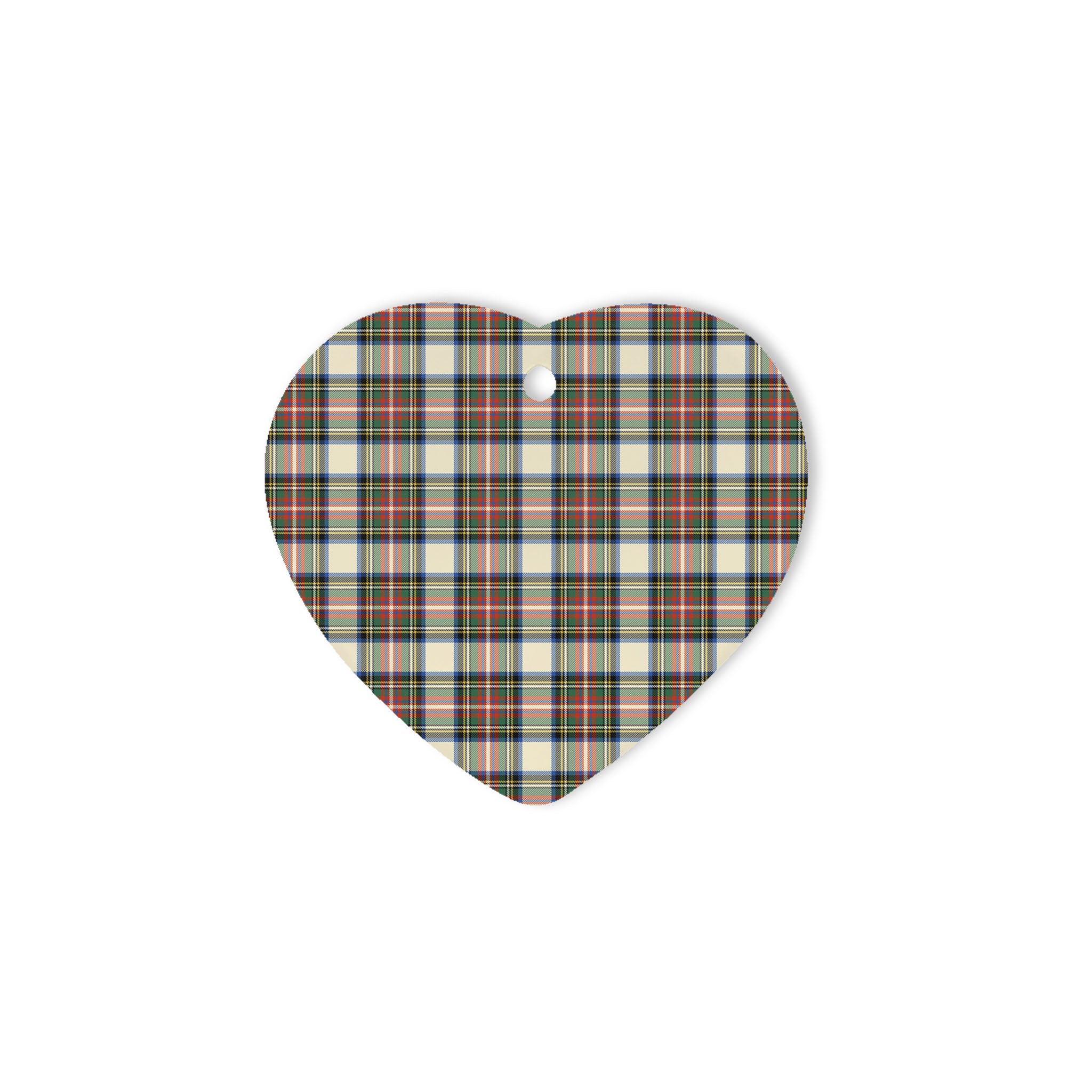 Stewart Dress Ancient Tartan Heart Ornaments, Christmas Tree Ornament, Plaid Christmas Ornaments, Ceramic Heart Christmas Tree Decoration