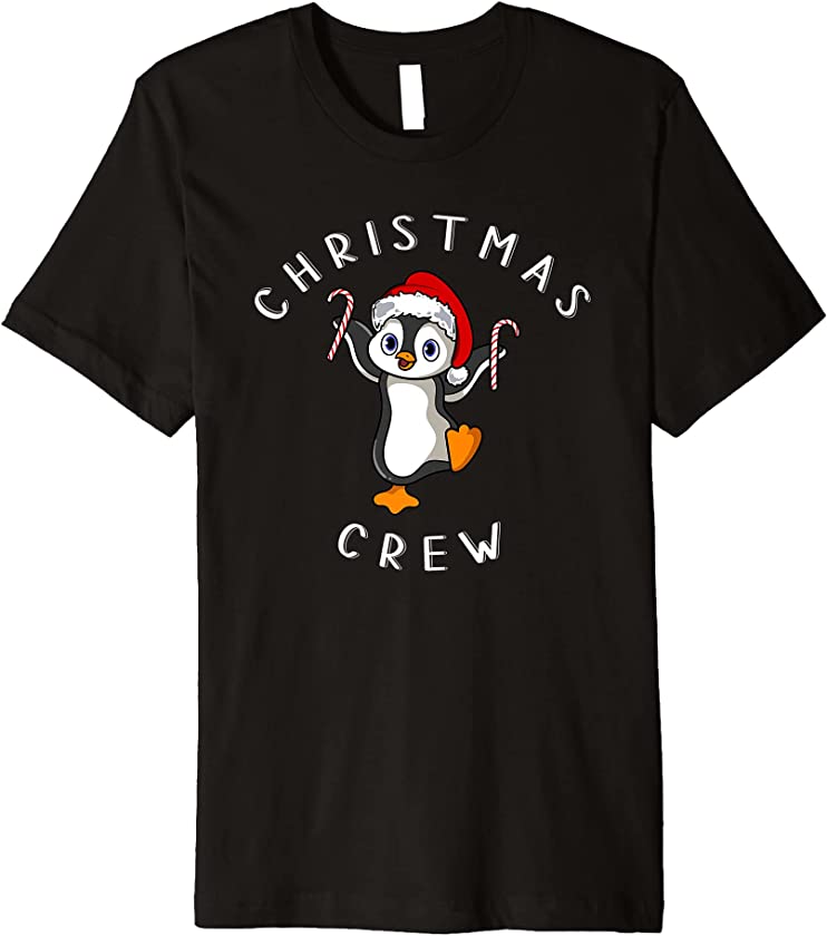 Cute Holiday Santa Penguin Christmas Crew Candy Canes Premium T-Shirt