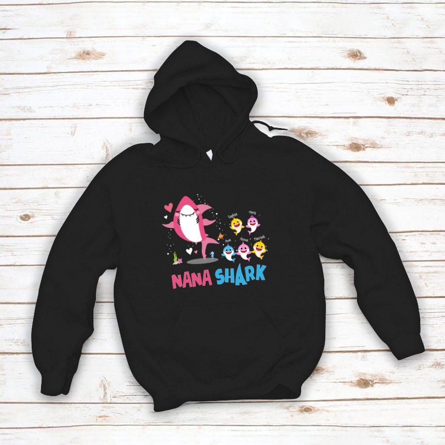 Nana Shark And Grandkids Custom Hoodie