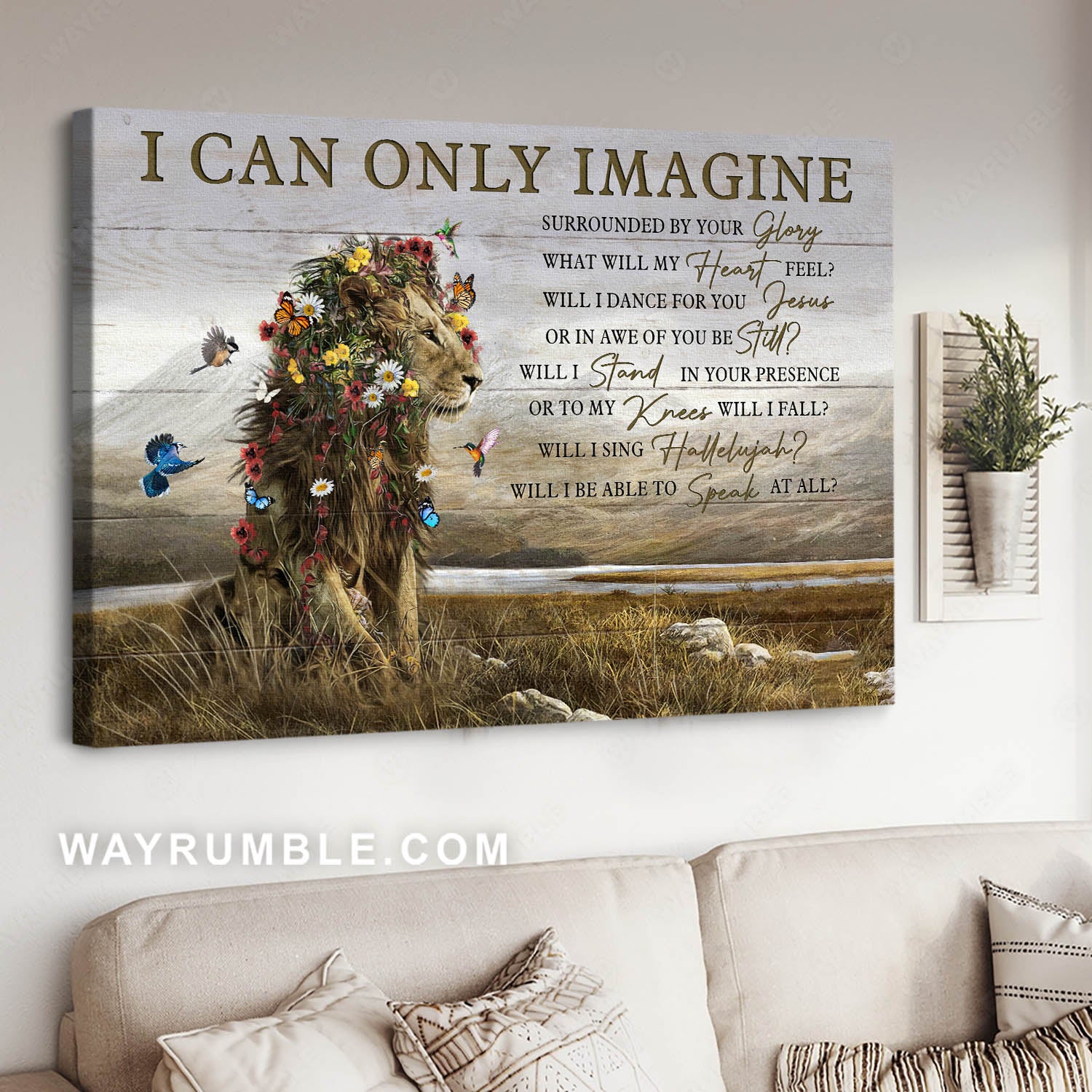 Sitting Lion, Colorful Flower, Mountain View, I Can Only Imagine – Jesus Landscape Canvas Prints, Christian Wall Art