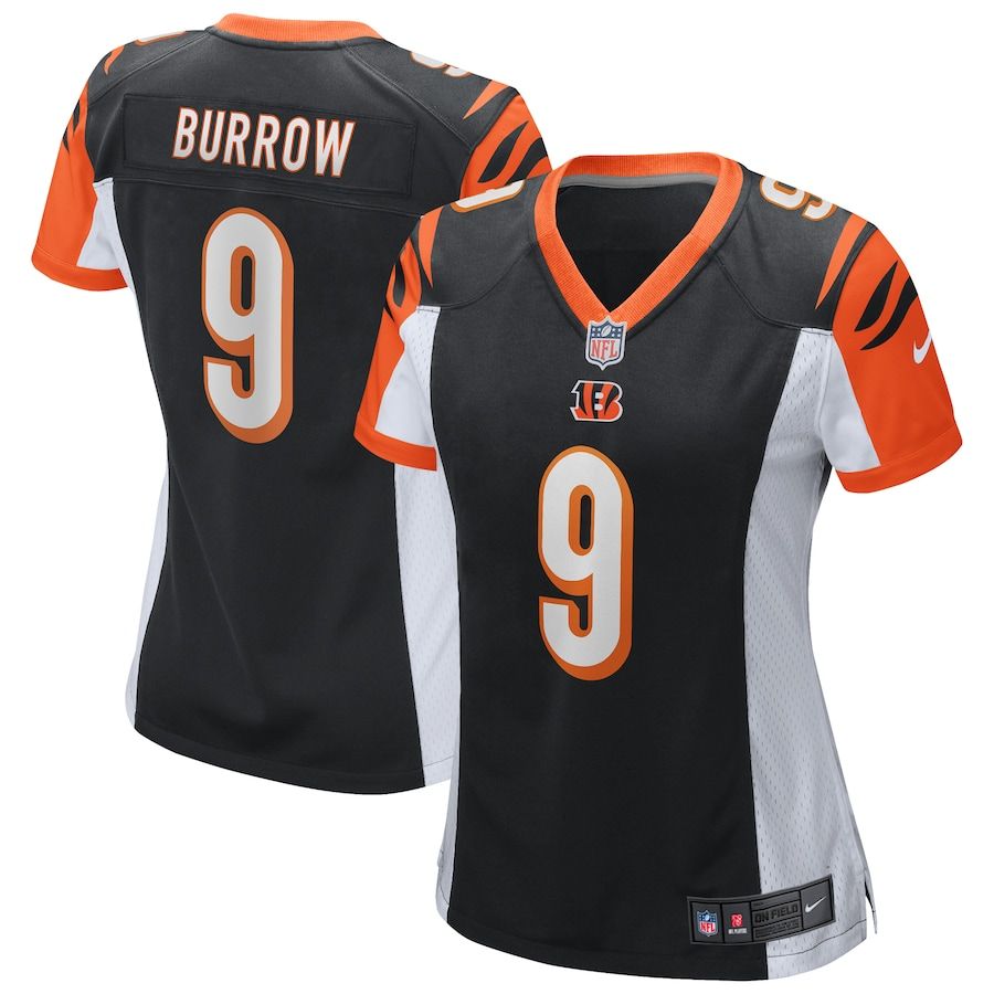 Woman Cincinnati Bengals Joe Burrow Black 2020 NFL Draft First Round Pick Game Jersey Gifts For Fans