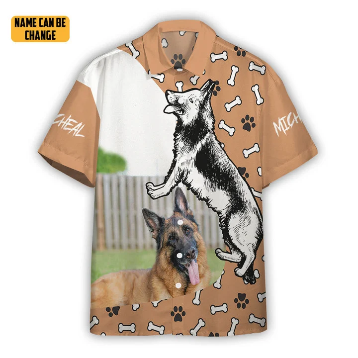 German Shepherd Dog Hawaiian Custom Text Shirt Ha81036