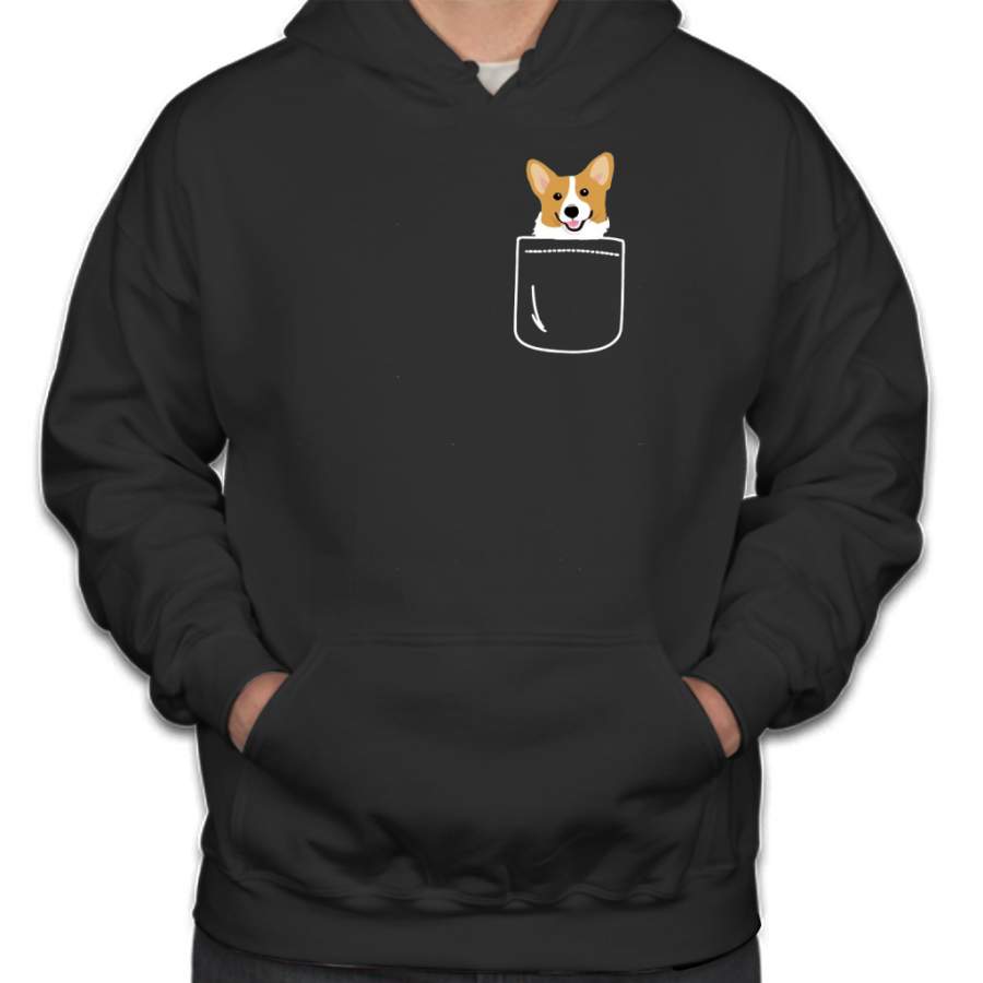 Corgi In Pocket Funny Cute Puppy Big Happy Smile Hoodie