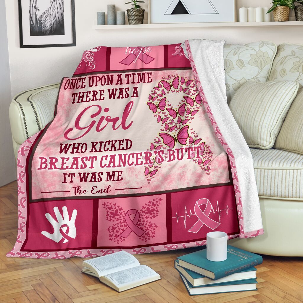 Viticstore™ Breast Cancer Survivor – A girl who kicked breast cancer – large fleece blanket, gift for breast cancer patient