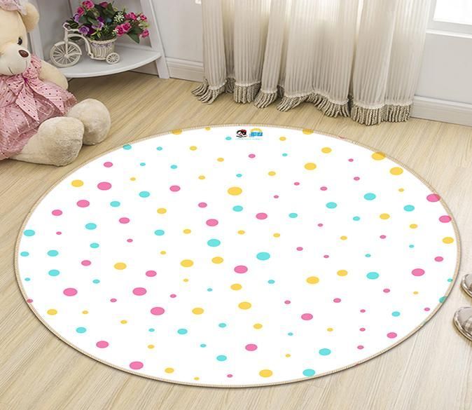 3D Colored Dots 194 Round Rug – Round Carpet Home Decor