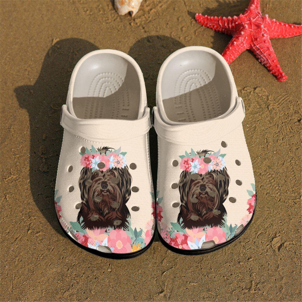 Shih Tzu Personalized Clog, Custom Name, Text, Color, Number Fashion Style For Women, Men, Kid, Print 3D Floral Crown Shih Tzu