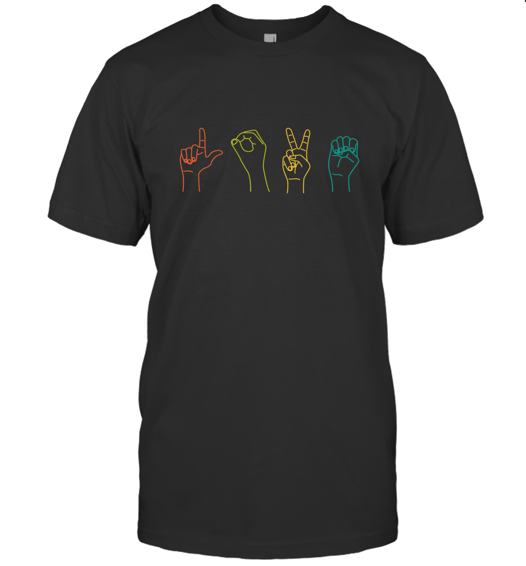 Love ASL Sign language Alphabet Valentines Day Gift idea Men’s T-Shirt