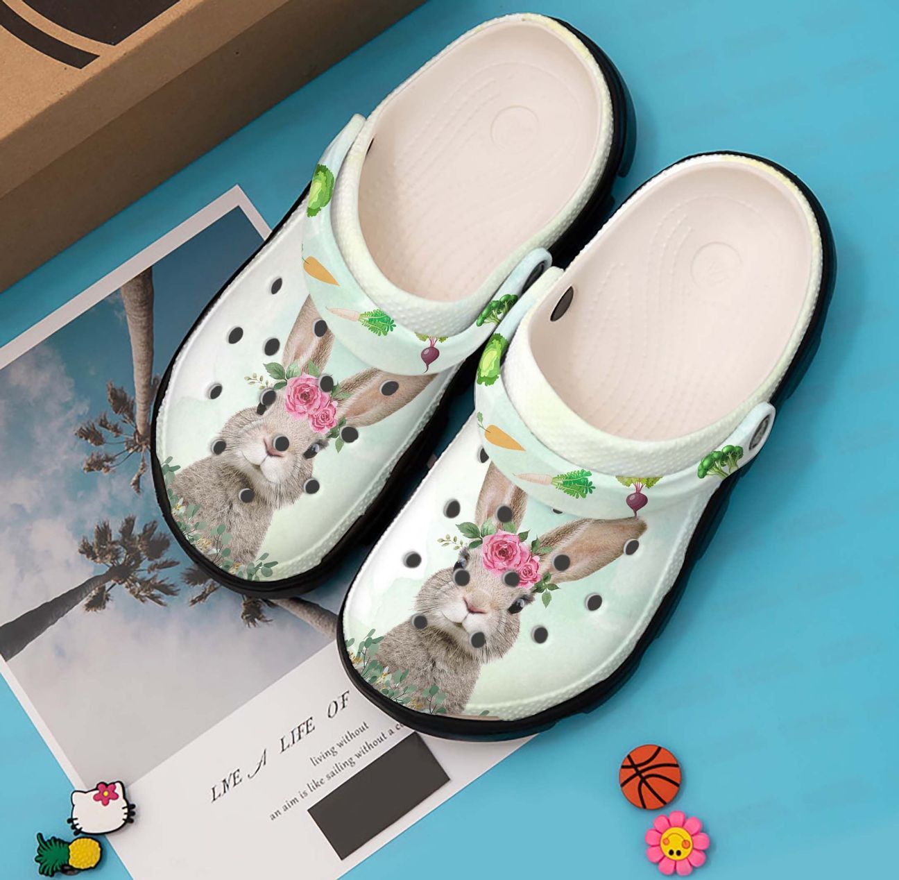 Rabbit Personalized Clog, Custom Name, Text, Color, Number Fashion Style For Women, Men, Kid, Print 3D Flower Rabbit