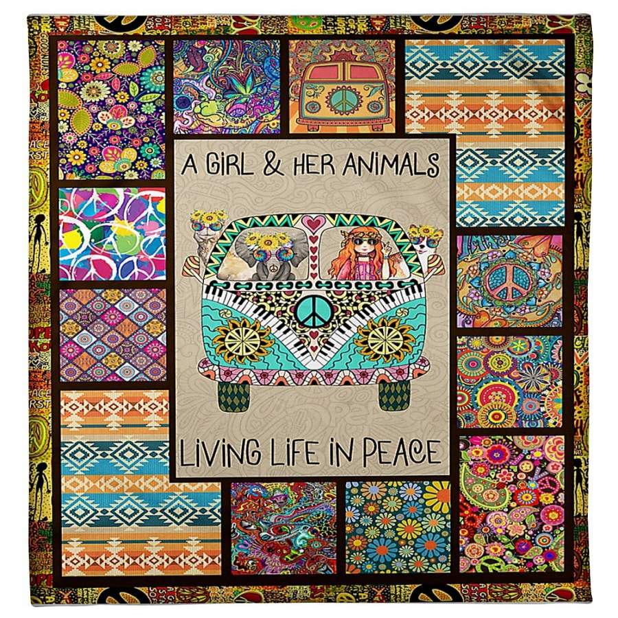 A Girl And Her Animals Living Life In Peace Trending Gift For Friends Fleece Blanket