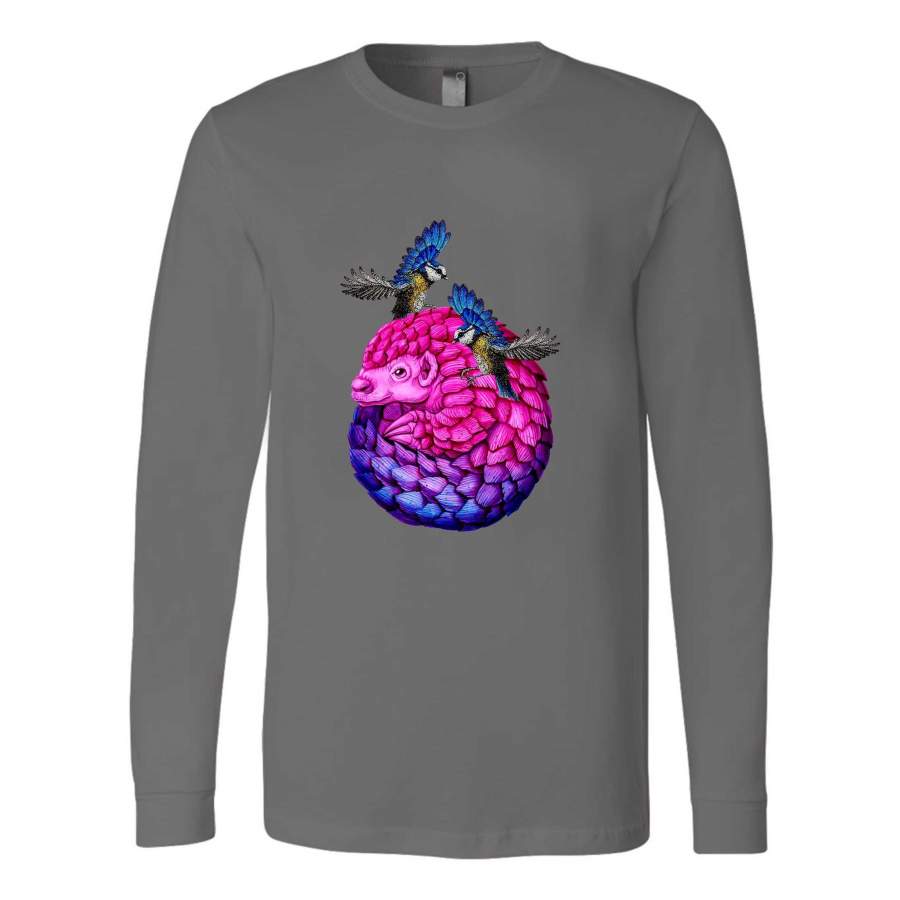 Pangolin And Blue Tits Summer Design Long Sleeve T-Shirt