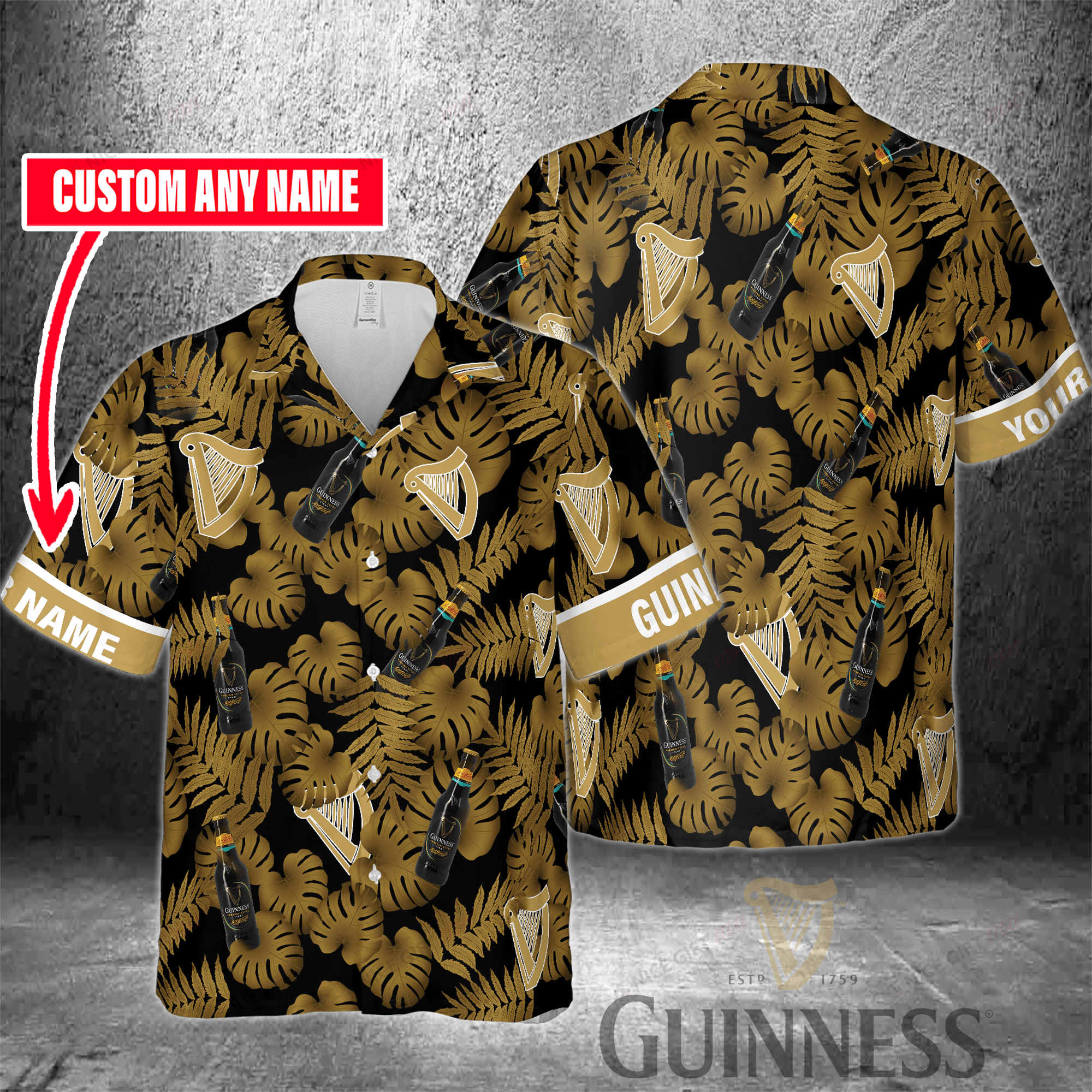 Guinness Custom Name Hawaiian Shirt 3Hs-J4N1