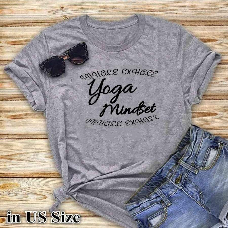 Women Summer Fashion Casual Sleeveless Tee Letter Print Inhale Exhale T-Shirt Fitness Yoga Workout Tops