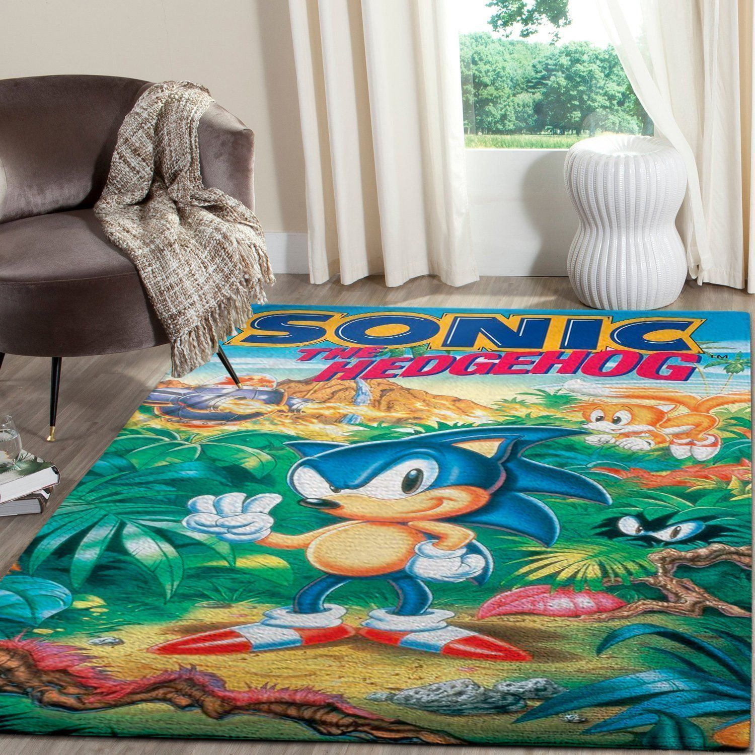 Sonic The Hedgehog Area Rug / Gaming Carpet, Gamer Living Room Rugs, Floor Decor 101119