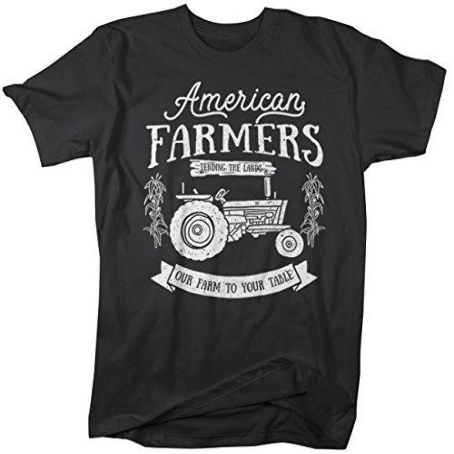 Men’s Vintage Farmer T-Shirt American Farmers Tractor Tee Farm to Table Shirt