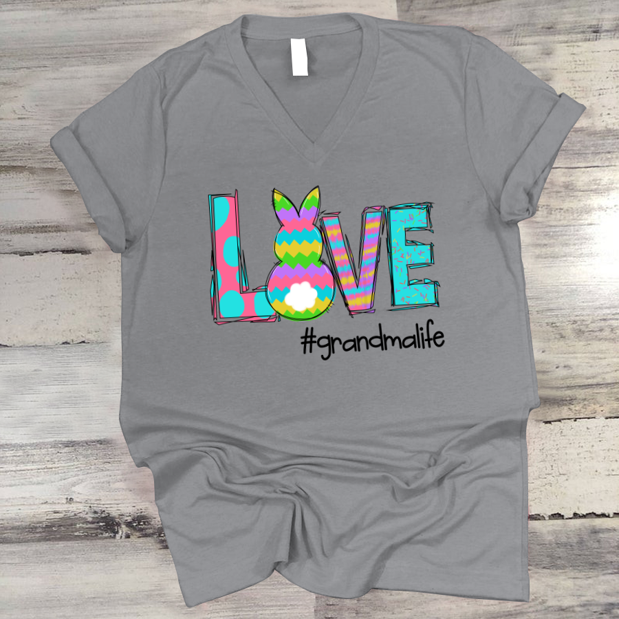 Personalized Love Grandma Bunny Easter V-Neck