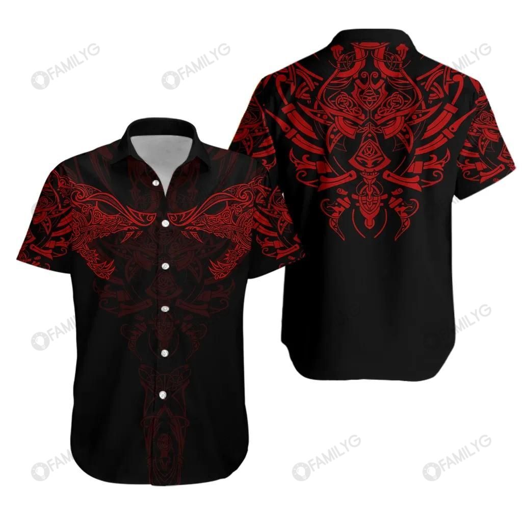 Viking Shirts – Nordic Geki Freki Viking Wolf Red Colorful Unique – Viking Hawaiian Shirt Summer Hawaiian For Men, Women, Couple