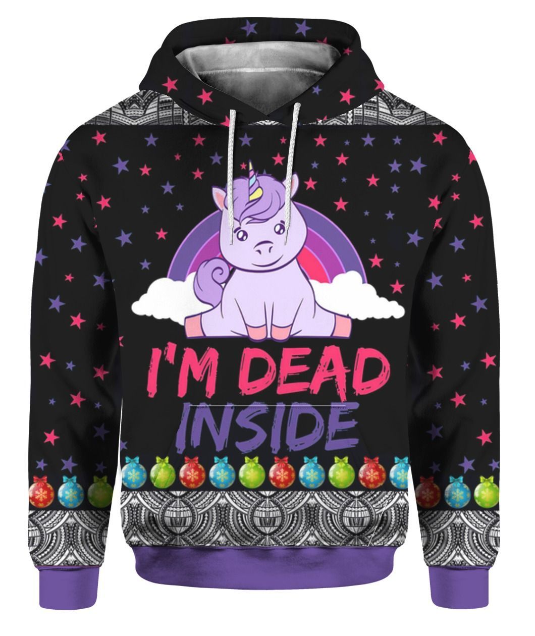 Unicorn I_m Dead Inside Christmas 3D Ugly Sweater Hoodie