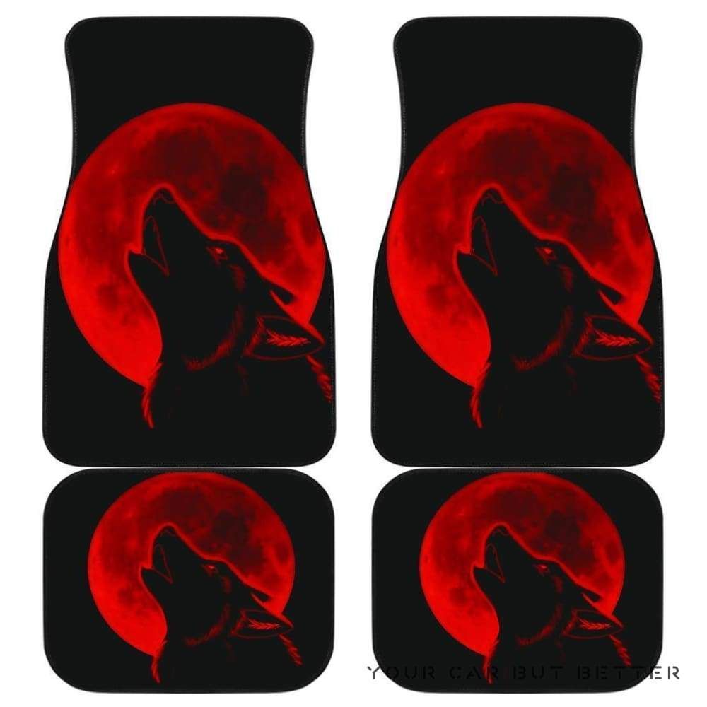 Red Moon Wolf Animal Wild Car Floor Mats 155026 Personalized Car Seat Floor Mat Custom Print