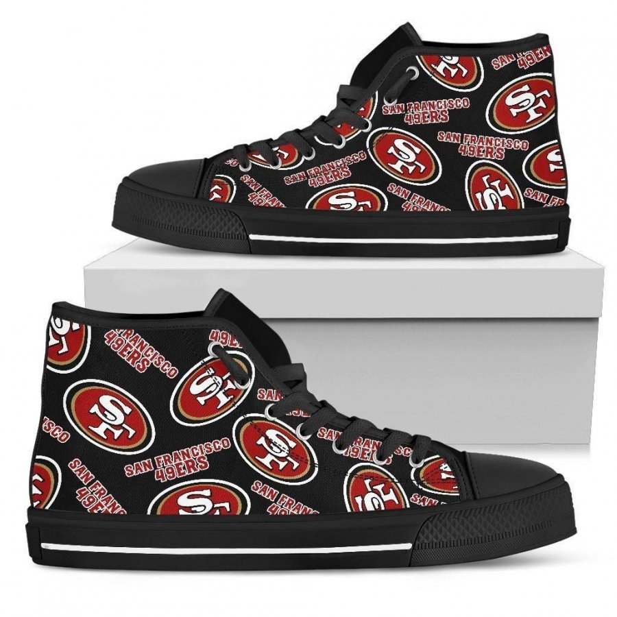 Script Logo Pattern San Francisco 49ers High Top Shoes