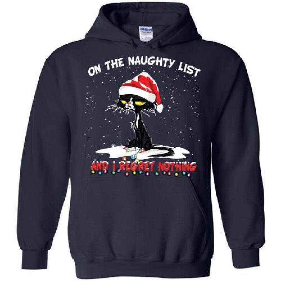 Black Cat Santa on the naughty list and I regret nothing christmas Hoodie