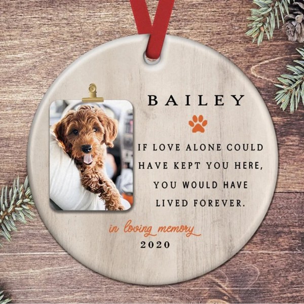 Personalized Pet Memorial Gift Ornament, Loss Of Dog Custom Photo, Cat Loss Xmas Gift