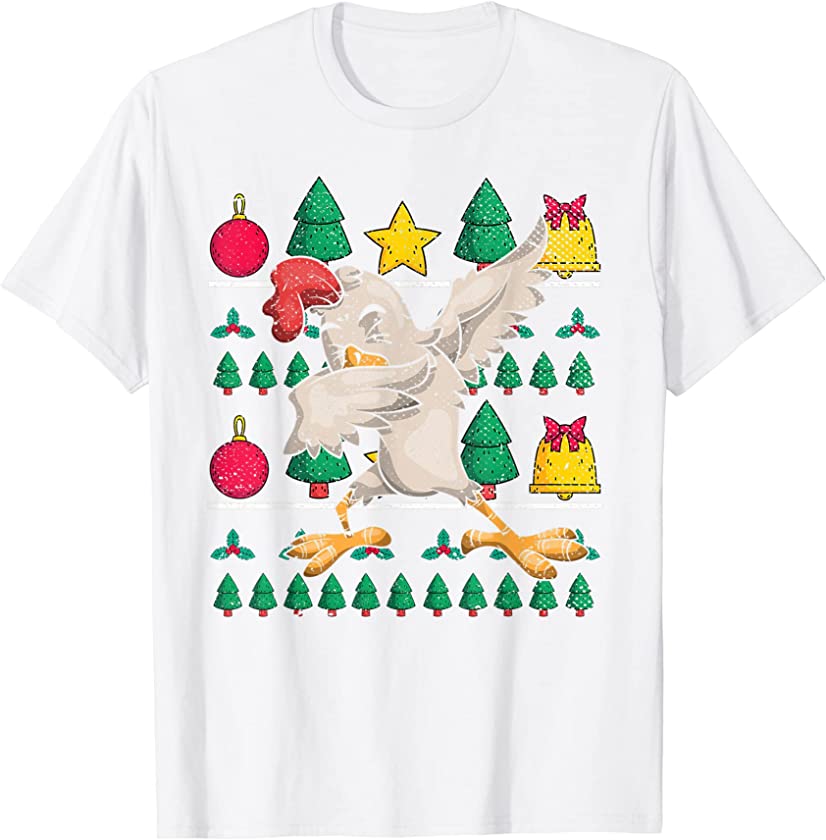 Ugly Christmas Farm Animal Merry Xmas Funny Dabbing Chicken T-Shirt