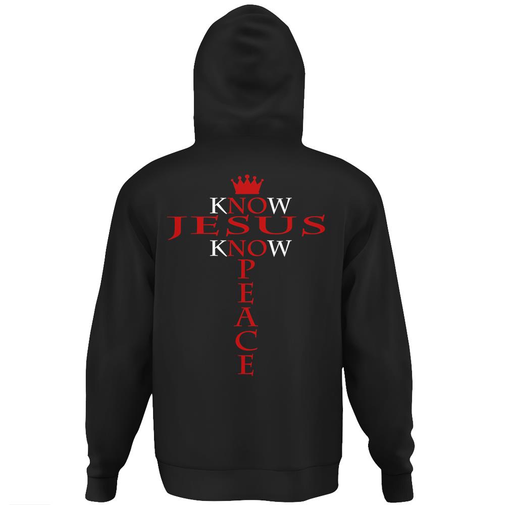 Know Jesus Know Peace Religious Christ Christian Hoodie Print On Back