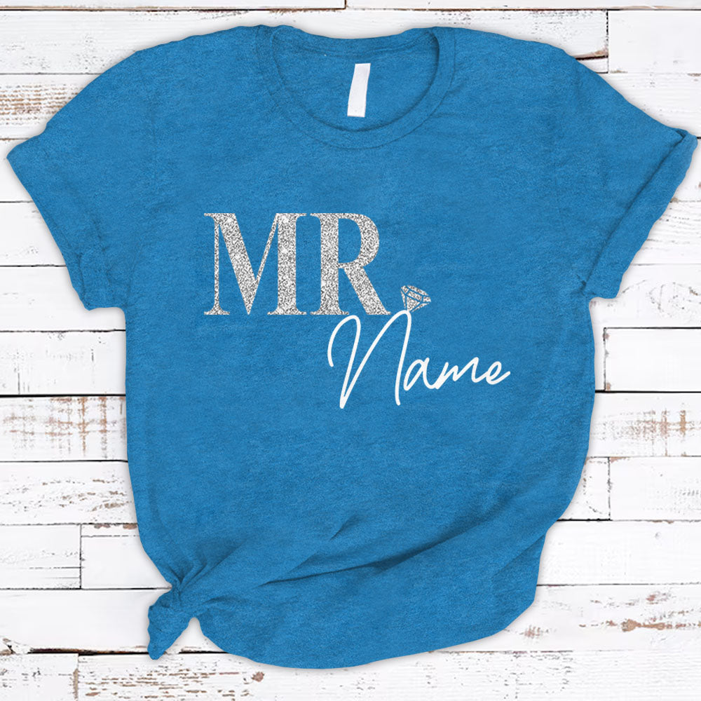 Personalized Future Mrs Or Mr Last Name Silver Bling Pattern Shirts Gift For Girlfriend Boyfriend Future Wife Future Husband Hg98 Phts
