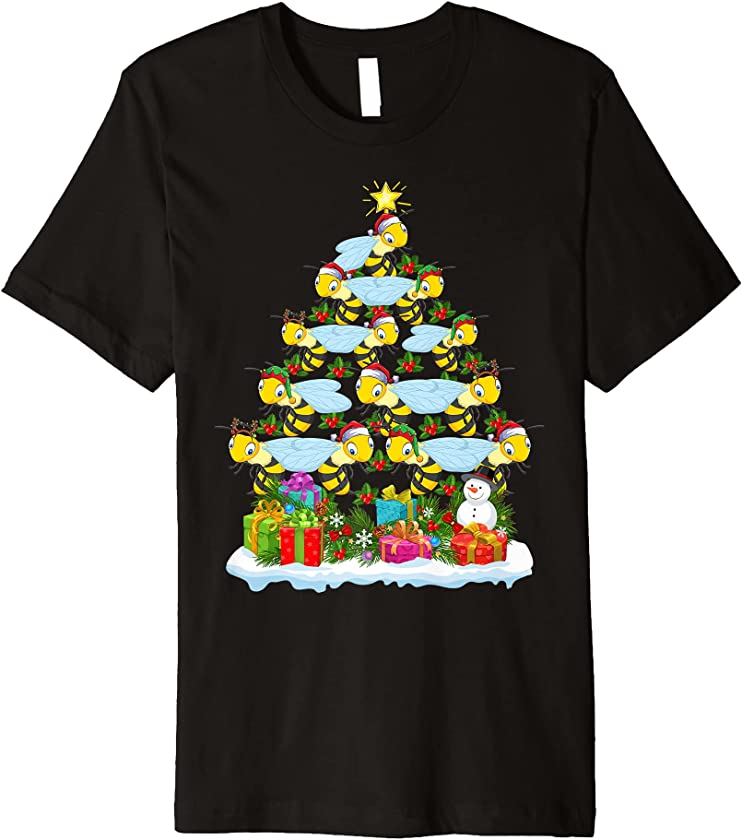 Wasp Lover Xmas Holiday Funny Wasp Christmas Tree Premium T-Shirt