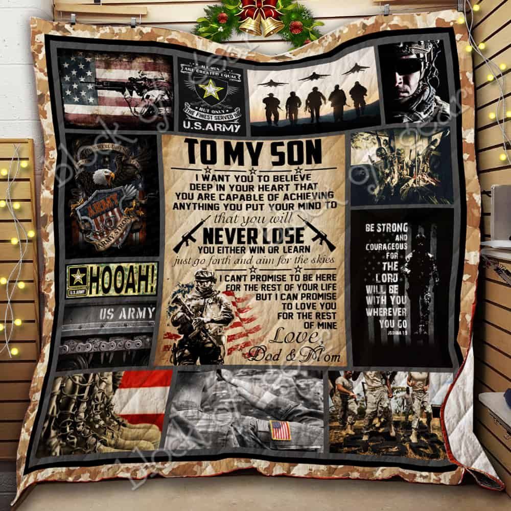 To My Son – U.S. Army, Love Dad And Mom Quilt