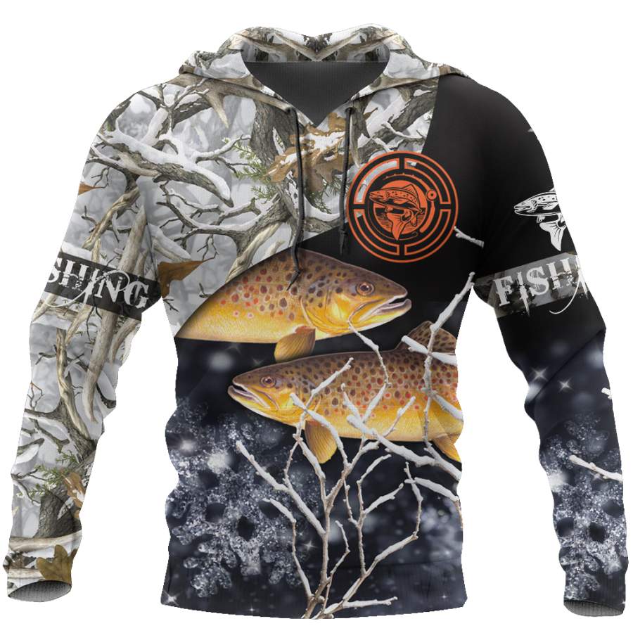 Trout Ice Fishing 3D all over shirts for men and women TR170301