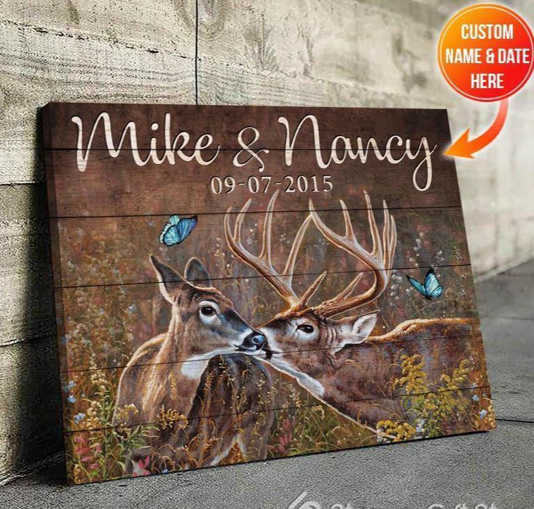 Personalized Name Text – Canvas, Poster – Deer – You And Me Wall Art