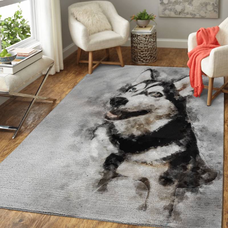 Siberian Husky Watercolor – Animals Area Rug Carpet