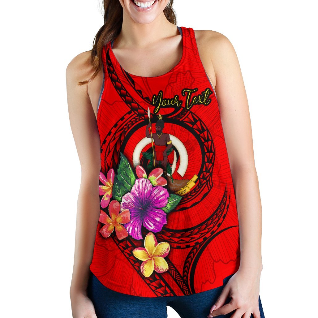 VanuatuPacific Custom Personalised Women’s Racerback Tank – Floral With Seal Red – BN12