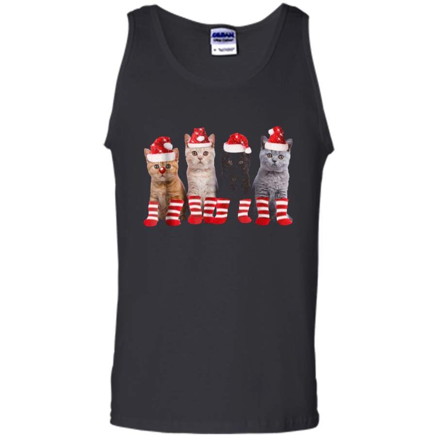 Kittens With Santa Hats  Funny Christmas Cat Meme Tee Tank Top