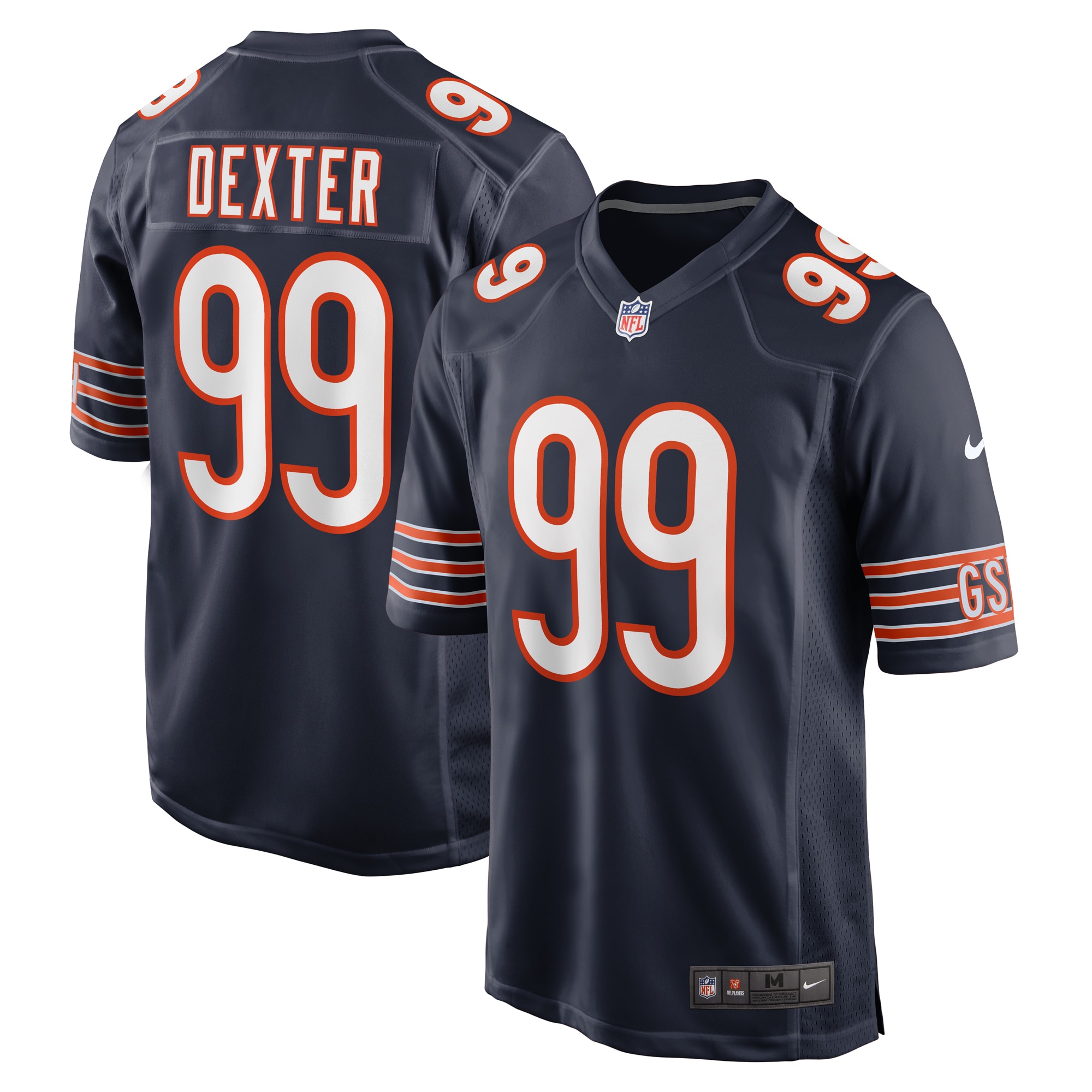 Men’s Chicago Bears Gervon Dexter Sr  Navy Team Game Jersey