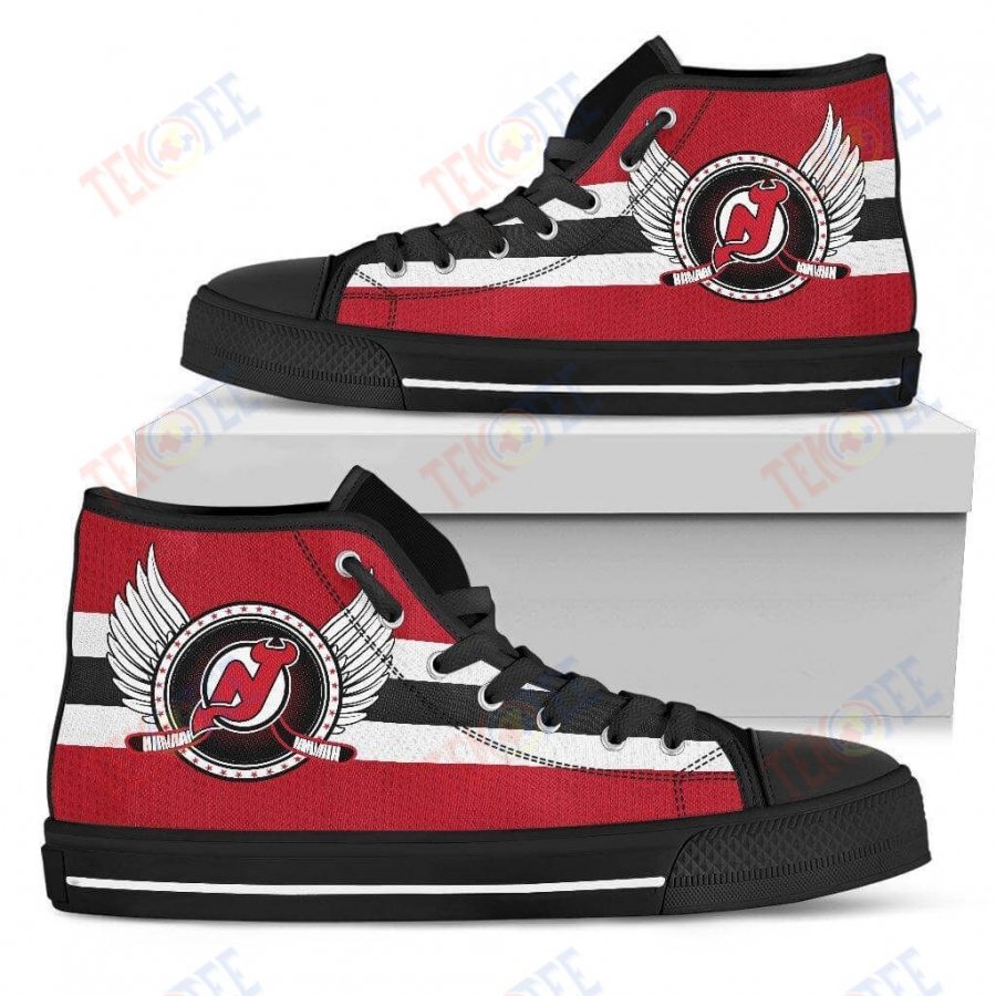 Mens Womens New Jersey Devils Logo Vintage Biker Wings High Top Shoesshoes TMT479