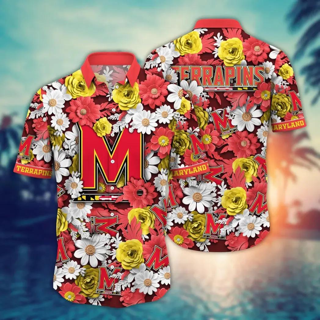 Maryland Terrapins Ncaa Flower Aloha Hawaiian Shirt 8, Ncaa Hawaiian Shirt