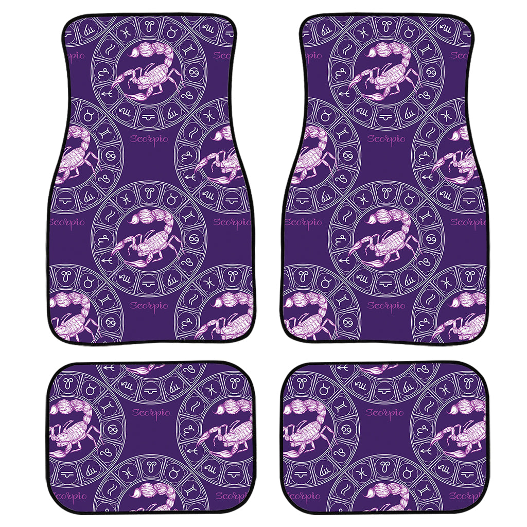 Purple Scorpio Zodiac Pattern Print Front And Back Car Floor Mats, Front Car Mat