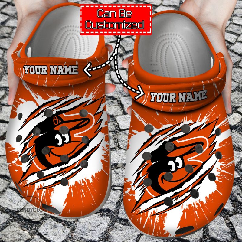 Baseball Personalized BOrioles Ripped Claw Clog Shoes