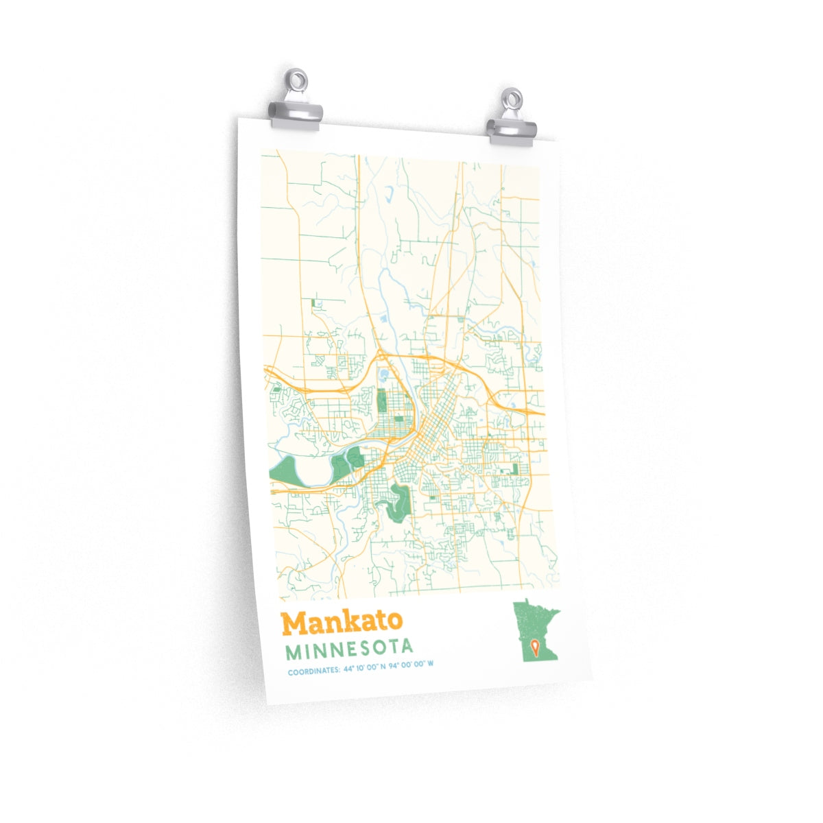 Mankato Minnesota City Street Map Poster - Poster Art Design