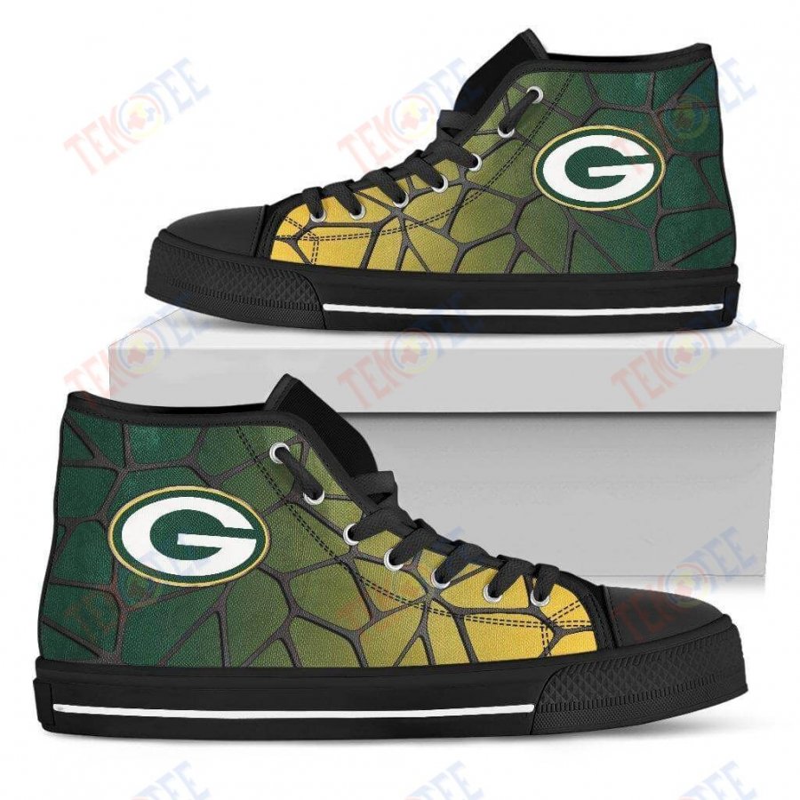 Mens Womens Green Bay Packers Gradient High Top Shoes Colors Air Cushion Shoes TMT347