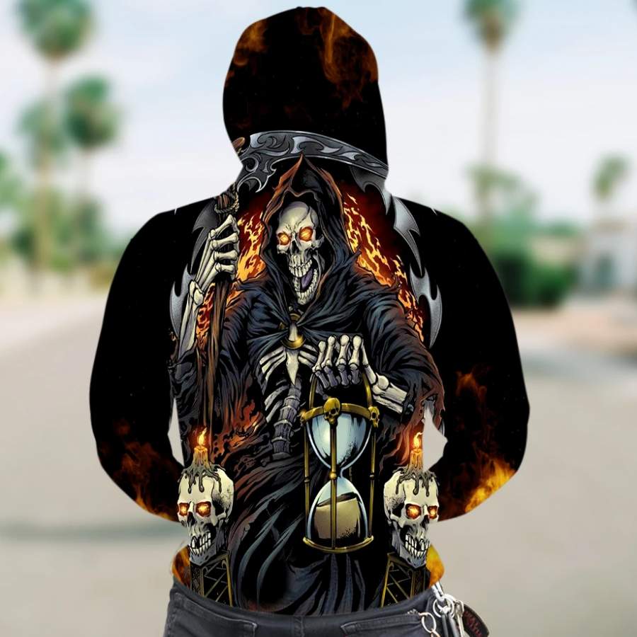 3D ZIP HOODIE_GRIM REAPER WITH HOURGLASS PL309